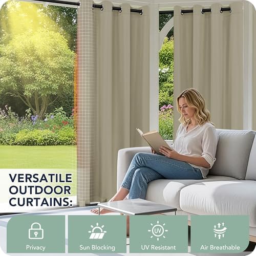 Outdoor Curtains for Patio Waterproof 6 Panels, Porch Sun Shade - Image 3