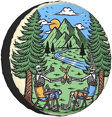 Skull Camping Spare Tire Cover 15 inch by KAMQUERENCE