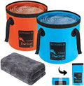 2 Pack Collapsible Bucket 5 Gallon Container Folding Water Bucket Portable Wash by AUTODECO
