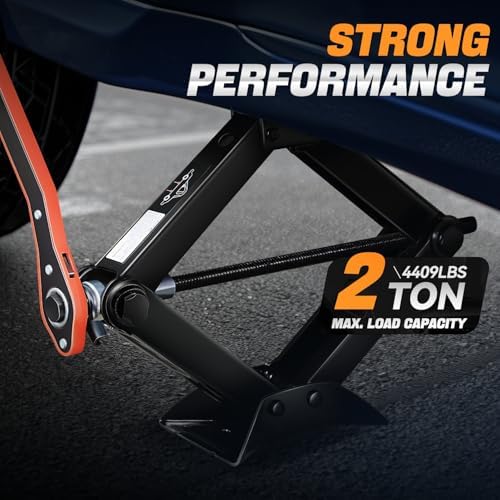 Auto Dynasty Scissor Car Jack, 2 Ton Scissor Jacks, Lifting Range 17.4" to - Image 2