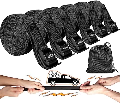 WEDAMER 6 Pack Kayak Tie Down Straps 1" x16.4Ft Cam Buckle Lashing Straps by WEDAMER