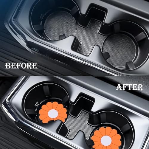 2-Pack Car Cup Holder Coaster Inserts, Daisy Shape, 2.75 Inch Non-Slip Silicone - Image 7
