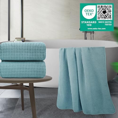 POLYTE 430 GSM Poly Blend Microfiber Waffle Bath Sheet XL Set, 35x70 in - Image 3