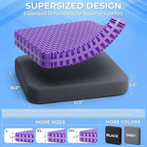 TushGuard Gel Seat Cushion for Long Sitting, Breathable Thick Patent Design - Image 2