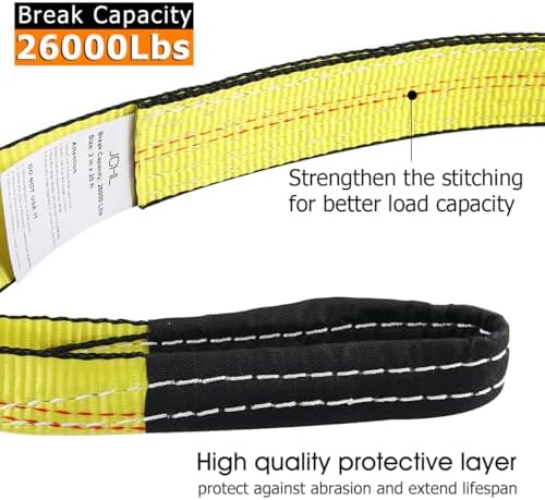 Recovery Tow Strap with Reinforced Loops 2inx20ft Heavy Duty 26, 000lb Break - Image 4