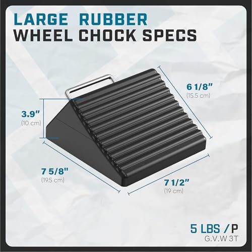 AFA Tooling 5T Rubber Wheel Chocks, 4 Pack, Two Pairs & Metal Handles - Image 4