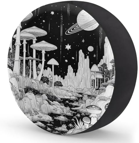 Rv Spare Tire Cover Wheel Mushroom Moon Galaxy Tire Covers Wheel Protectors - Image 2
