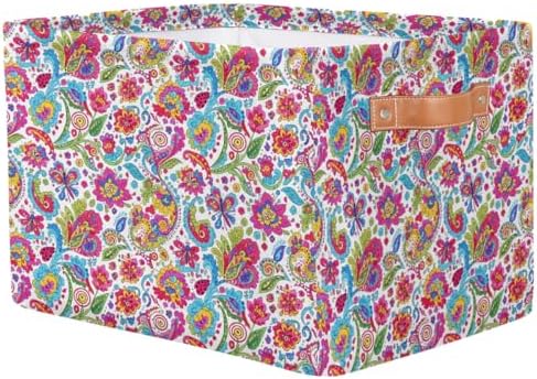 AUUXVA Storage Basket Colorful Paisley Flower Floral Storage Cube Box Durable - Image 2
