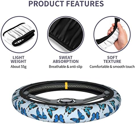 Blue Butterfly Steering Wheel Cover - Image 5