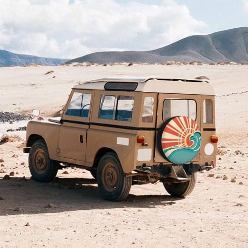 Sun and Sea Waves Spare Tire Cover Nature Poster Polyester Universal Wheel Tire - Image 5
