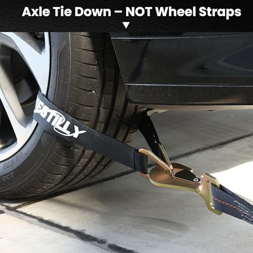 4 Pack Car Tie Down Straps for Trailers, 000 lbs Break Strength, Wheel Tire Tie - Image 6