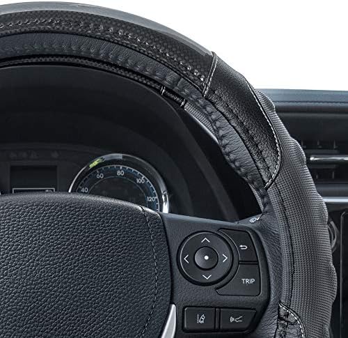 Motor Trend GripPlus Black Carbon Fiber Steering Wheel Cover, Standard 15 inch - Image 5