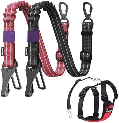 Pawaboo 2Pack Dog Seatbelt for Car, 3-in-1 Dog Car Seat Belt Bungee, Shockproof by Pawaboo
