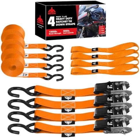 Jack Boss Ratchet Tie Down Straps Set, 1500 lbs Break Strength, Fits by JACKBOSS