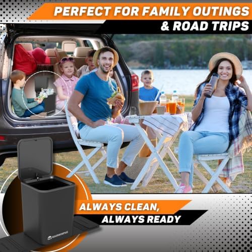 Car Trash Can for Vehicles Leakproof Compact Garbage Bin w/Stability Flap - Image 5