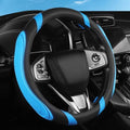 Concave Convex Massage Black Blue Microfiber Leather Steering Wheel Cover by ExquisiteCarAccessories