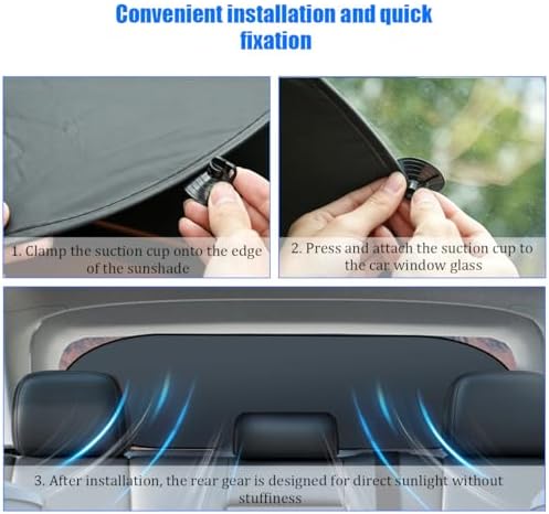 Car Back Window Sunshade with Suction Cup, 39.37x19.69 in Universal - Image 6