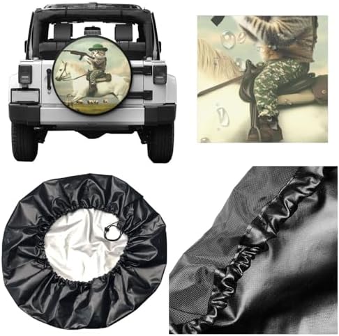 White Horse Cat Hunting Universal Spare Tire Cover, 17 Inch, Cute Waterproof - Image 5