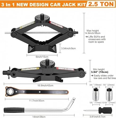 Scissor Car Jack Kit for Tesla & SUV – 2.5 Ton - Image 2