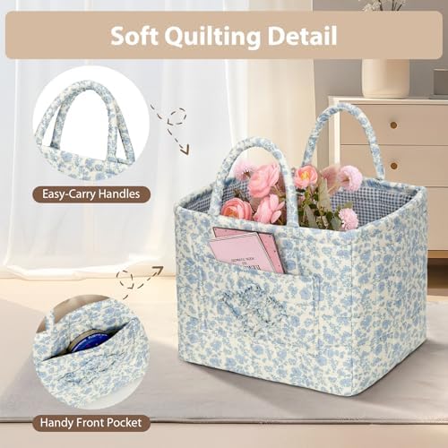 Storage Basket Boho Fabric Large Collapsible Floral Laundry Nursery Hamper - Image 5