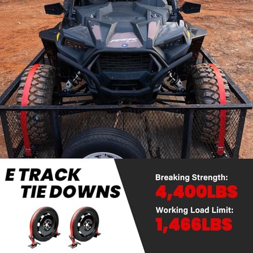2 Pack E-Track Ratchet Straps, 4400LBS Break Strength, Standard E Track Fitting - Image 2