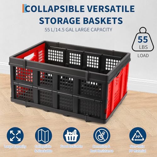 Garvee Collapsible Crate, 55L Foldable Plastic Milk Storage Crate - Image 2