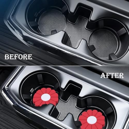 4-Pack Car Cup Holder Coaster Inserts, Daisy Shape, 2.75 Inch Non-Slip Silicone - Image 7