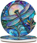 Dragonfly Car Coasters for Cup Holders, 2 Pack Absorbent Ceramic Car Cup Holder by Unknown