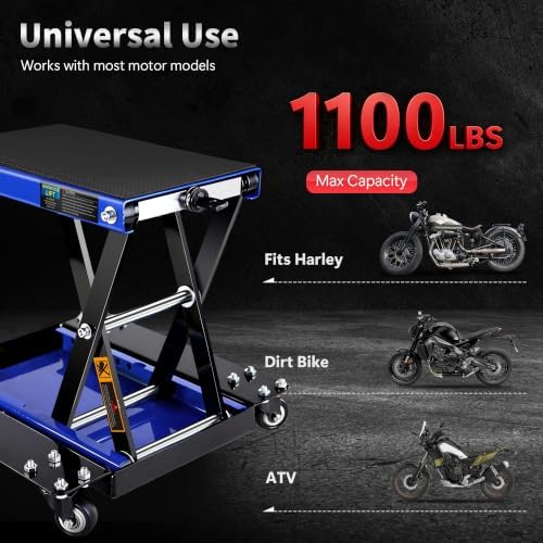 1100 lb Motorcycle Scissor Jack, 4.65"-15.55", Wrench & 3 Brushes - Image 6