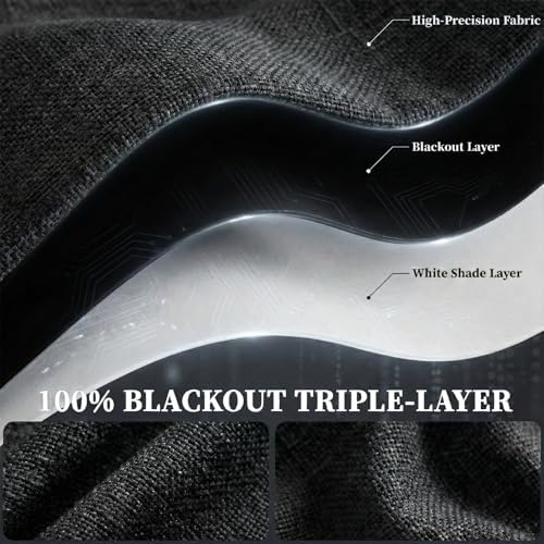 100% Blackout Curtains for Bedroom Stick On Curtain Window Shades Pull Down - Image 4