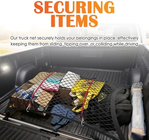 Truck Bed Cargo Net with 4 Hooks & 2 Bundling Ropes - Image 6