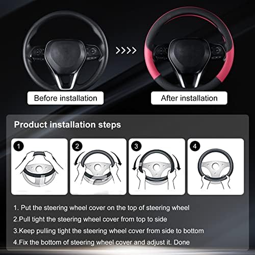 Auto Car Leather Steering Wheel Cover Anti Slip Wrap 15" - Image 5
