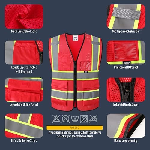 JKSafety Safety Vest for men women Hi Vis Vest - Image 2