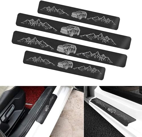 4 Pieces Car Door Sill Protector, Carbon Fiber Threshold Anti-Scratch Sticker by Unknown