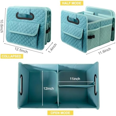 Car Trunk Organizer for SUV, Collapsible Car Storage Organizer Lake Blue - Image 5