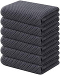 Kitinjoy 100% Cotton Waffle 6-Pack Kitchen Towels, Dark Grey by Kitinjoy