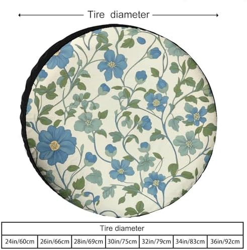 Blue Green Vintage Floral Spring Camping Spare Tire Cover Vintage Floral - Image 2