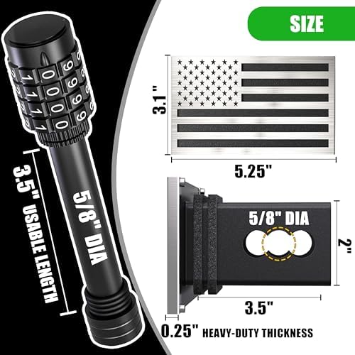 Synrroe Heavy Duty American Flag Hitch Cover & Keyless Hitch Lock Bundle - Image 3