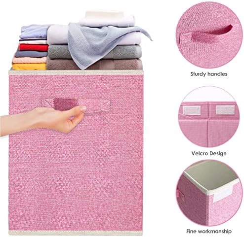 Toy Storage Box with Lid, Collapsible 82L Pink - Image 6