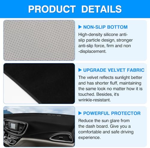 Autorder Dashboard Cover Mat for 2017-2025 2026 Chrsyler Pacifica Minivan - Image 6