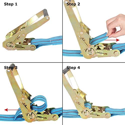 2 Pack 2 in x 33 ft Ratchet Tie Down Straps, 10000 Lb, J Hooks - Image 5