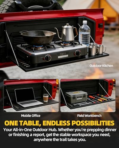 Tailgate Table Fits 2007-2026 Wrangler JK JL JLU, Rattle-Free Foldable Rear - Image 3