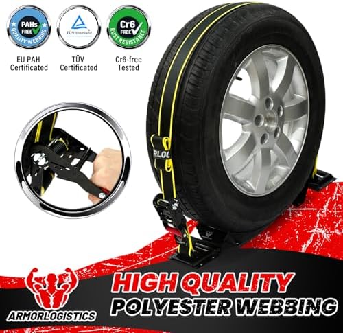 4Pack UTV Wheel Chock Tie-Down Kit, 2 in x 8 ft Heavy Duty Trailer Tire Straps - Image 4