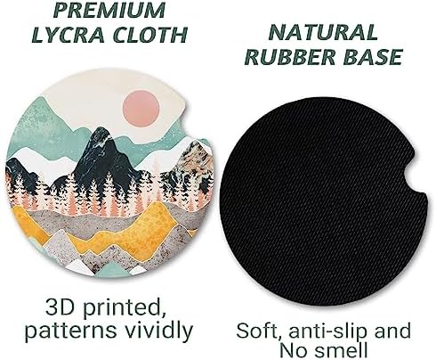 Yonlevres Car Coasters for Cup Holders, Boho Abstract Mountain, 2 Pack - Image 5
