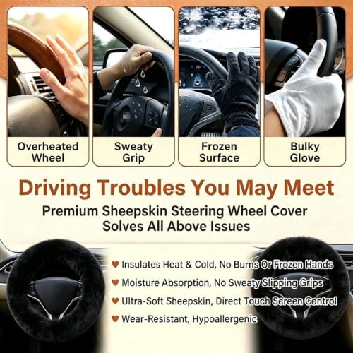 Yontree Fashion Fluffy Steering Wheel Covers - Image 5