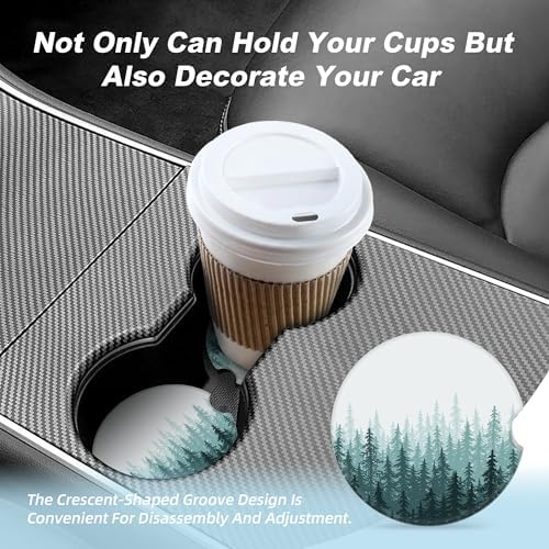 Green Forest Car Coasters for Cup Holders, 2 Pack Car Cup Holder Coasters for - Image 7