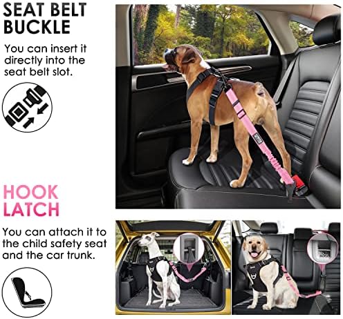 SlowTon Dog Car Seat Belt, 3 in 1 Latch Bar Attachment Dog Safety Seatbelt - Image 3
