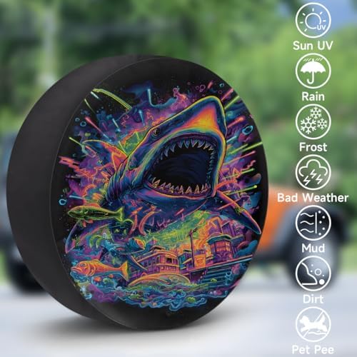 Colorful Shark Spare Tire Cover Dust-Proof Wheel Protector - Image 3