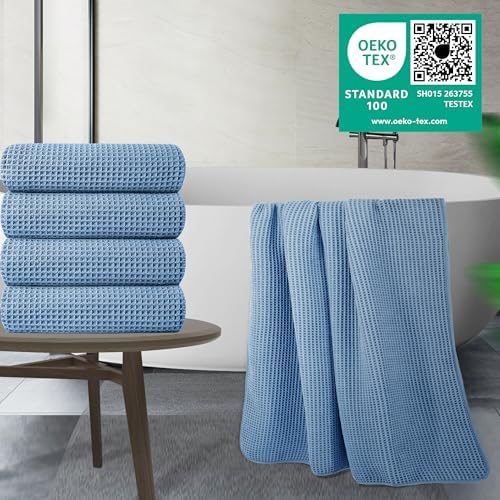 POLYTE 430 GSM Poly Blend Microfiber Quick Dry Waffle Bath Towel, 30x60 in - Image 2