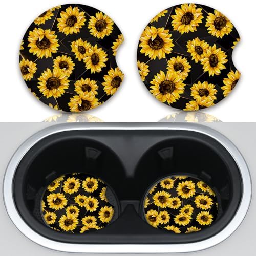 2 Pack 2.75" Sunflowers Coasters Absorbent by Unknown